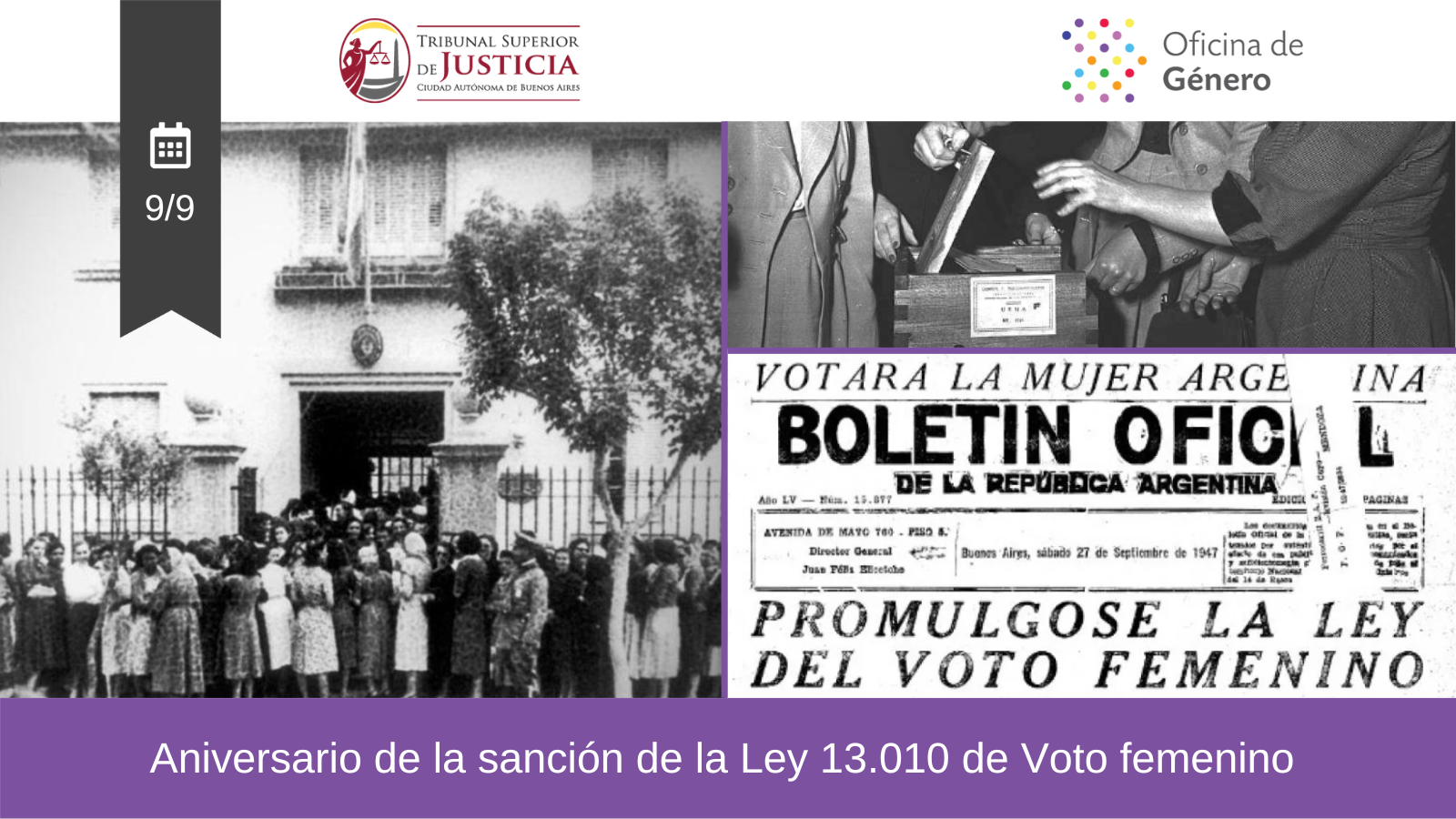 Aniversario de la sanción de la Ley 13.010 de Voto femenino